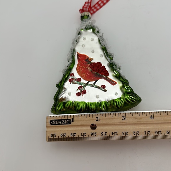 Cardinal on Branch Pine Cone and  Christmas Tree Bird Ornaments - set of 2 - Picture 16 of 16